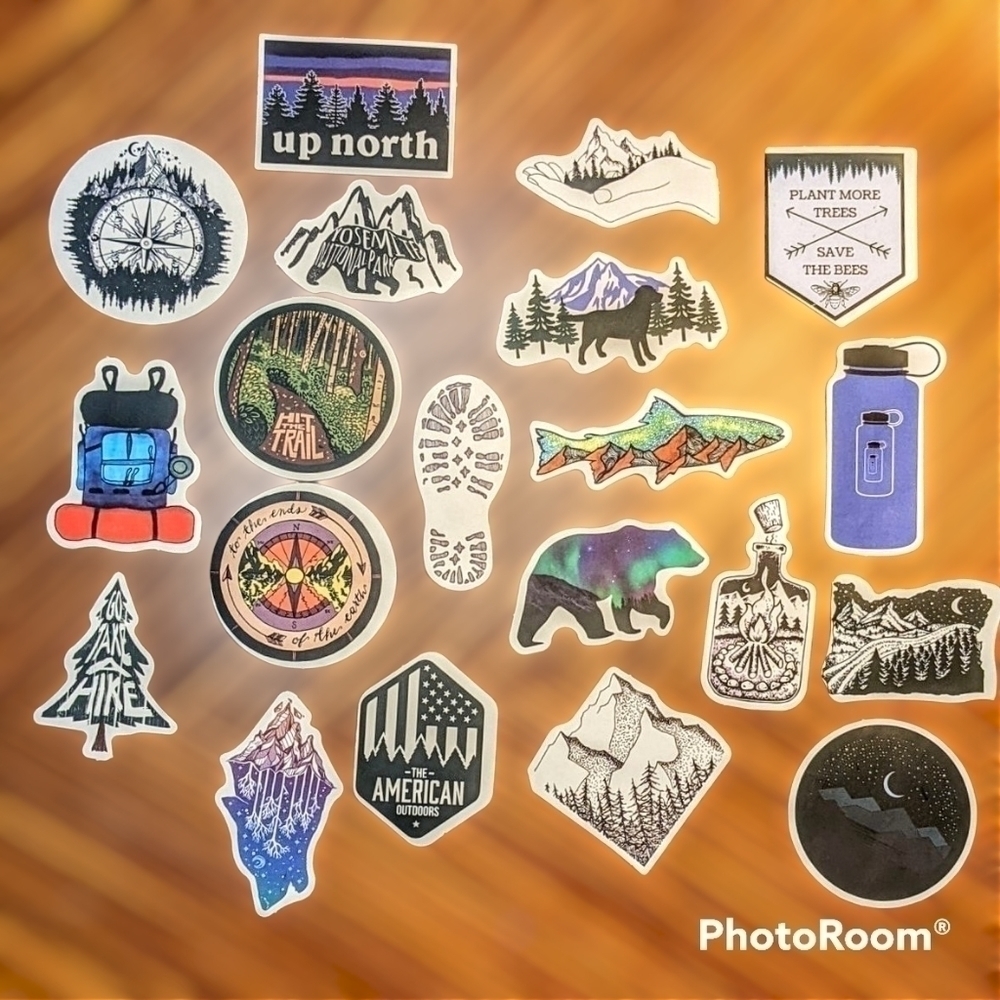 BIG lot of 20 pcs outdoor adventure hiking matte stickers decal H012